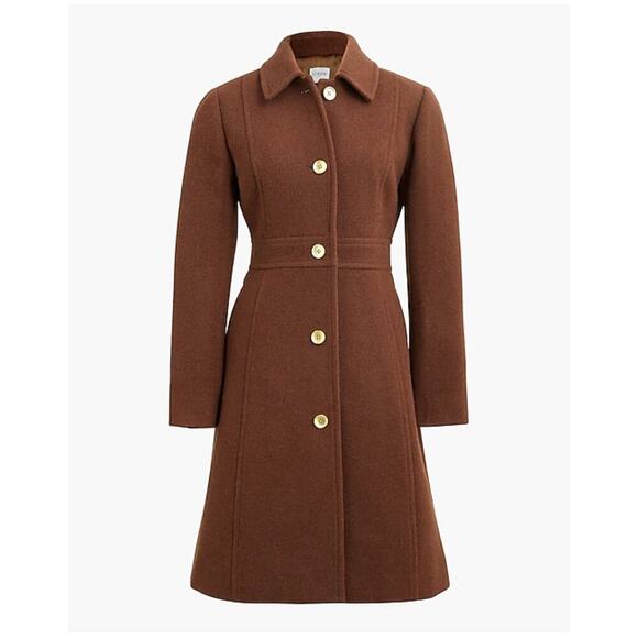 J. Crew Wool-Blend Lined Lady Day Coat Long Sleeve Brown Size 8 NWT - Picture 1 of 12